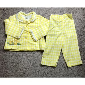 Thomas Vintage Yellow White Gingham Set Jacket Pant 24 Months